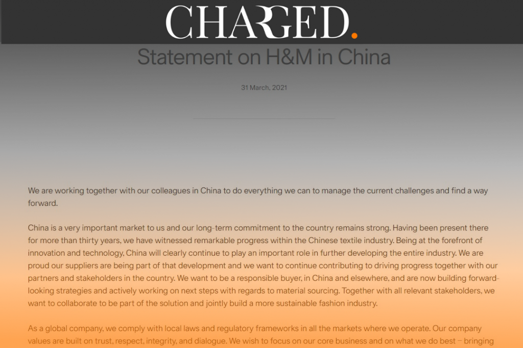 H&M has said it is “dedicated to regaining the trust” of China after all evidence of its existence was deleted online and landlords shut its stores across the country.