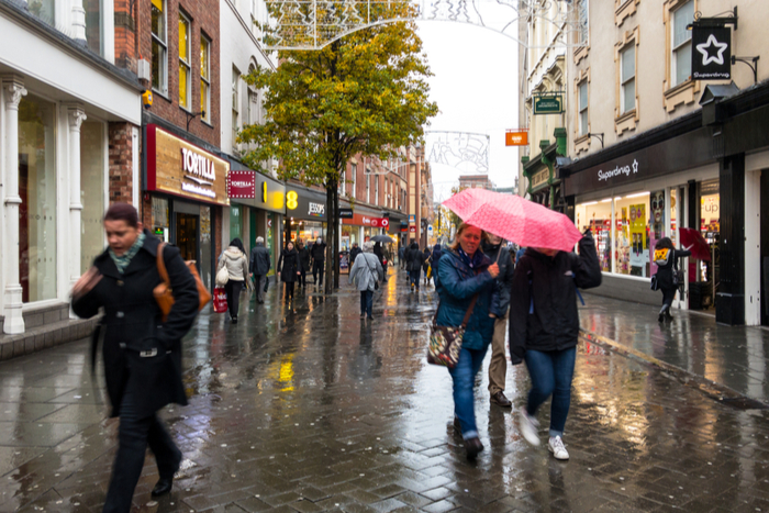 July footfall drops 28% on pre-pandemic levels amid turbulent weather