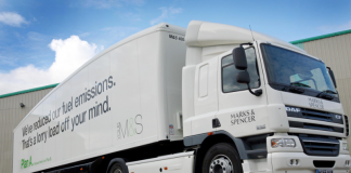 M&S delivery truck on the road