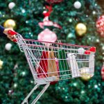 Christmas,Shopping,-,Woman,Shopper,With,Bags,In,Shopping,Cart