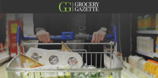 Shopping trolley full of groceries