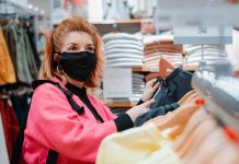 Shopper wearing Covid face mask