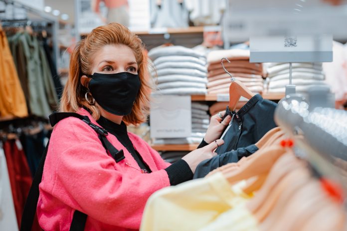 Shopper wearing Covid face mask