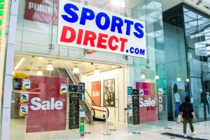 A Sports Direct storefront in a retail shopping centre