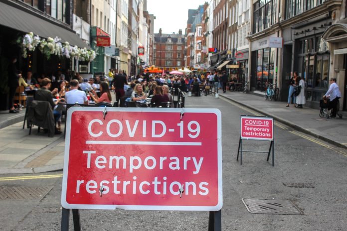 Covid restrictions sign