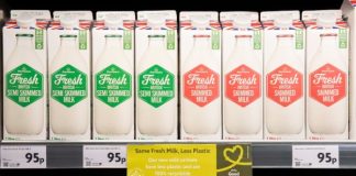 In a bid to reduce plastic and carbon emissions, Morrisons has become the first UK supermarket to sell its own brand fresh milk in carbon neutral cartons.