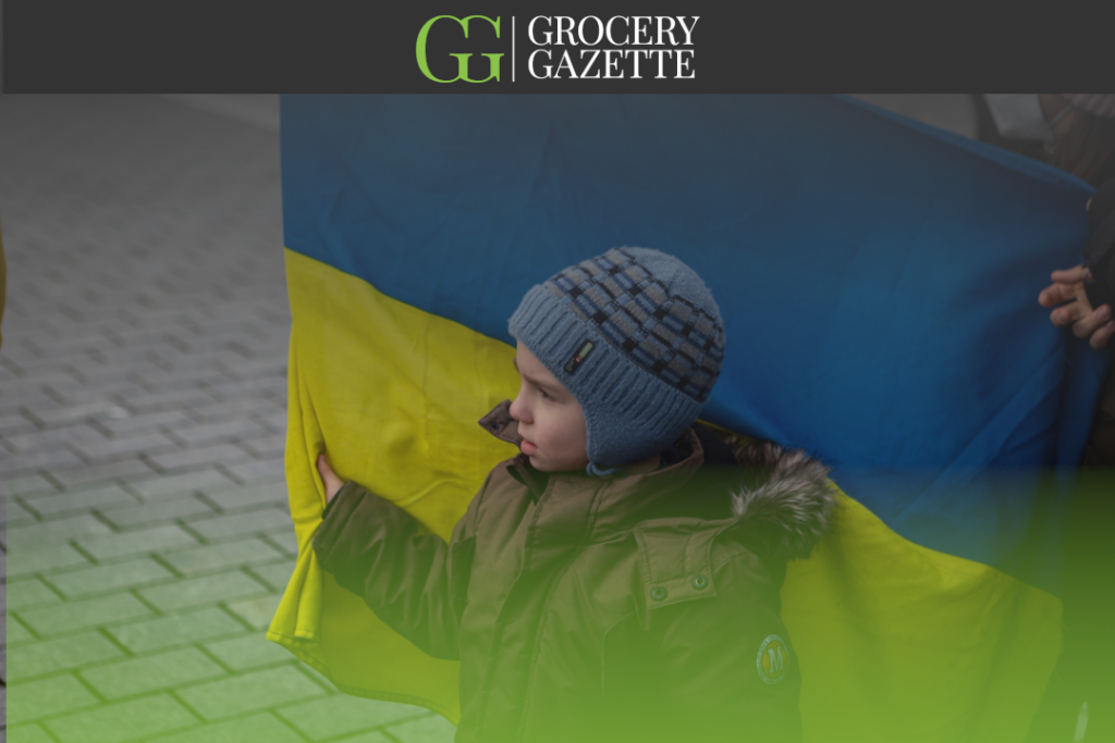 Ukraine flag held by a child