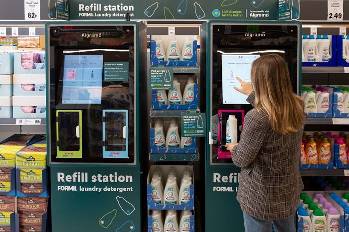 Lidl has launched a trial of the UK’s first-ever supermarket ‘smart’ laundry detergent refill station, to help customers cut plastic and costs.