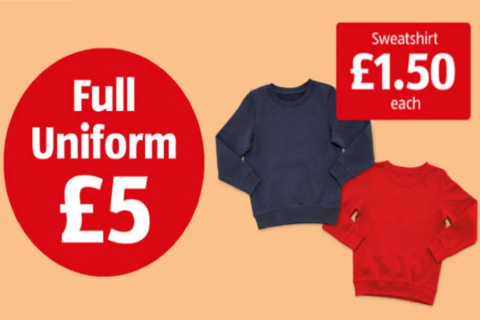 Aldi is offering a full uniform for a fiver as part of its back to school campaign