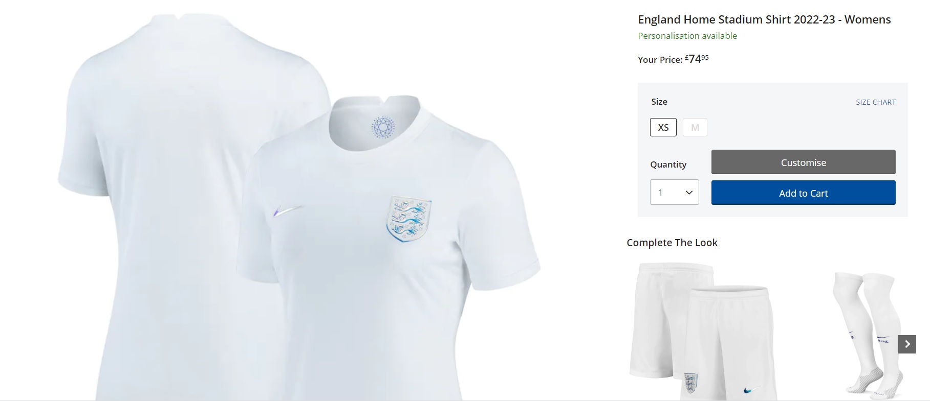 The official England store is also low on stock