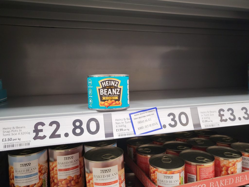 Tesco empty Heinz shelves
