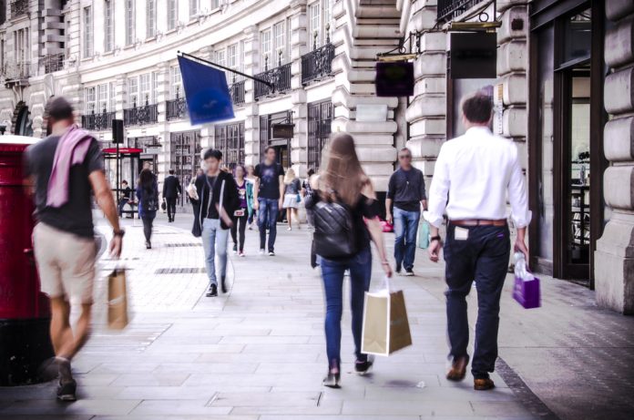 The number of customers heading into UK shops was significantly down in July compared to the same month before the pandemic
