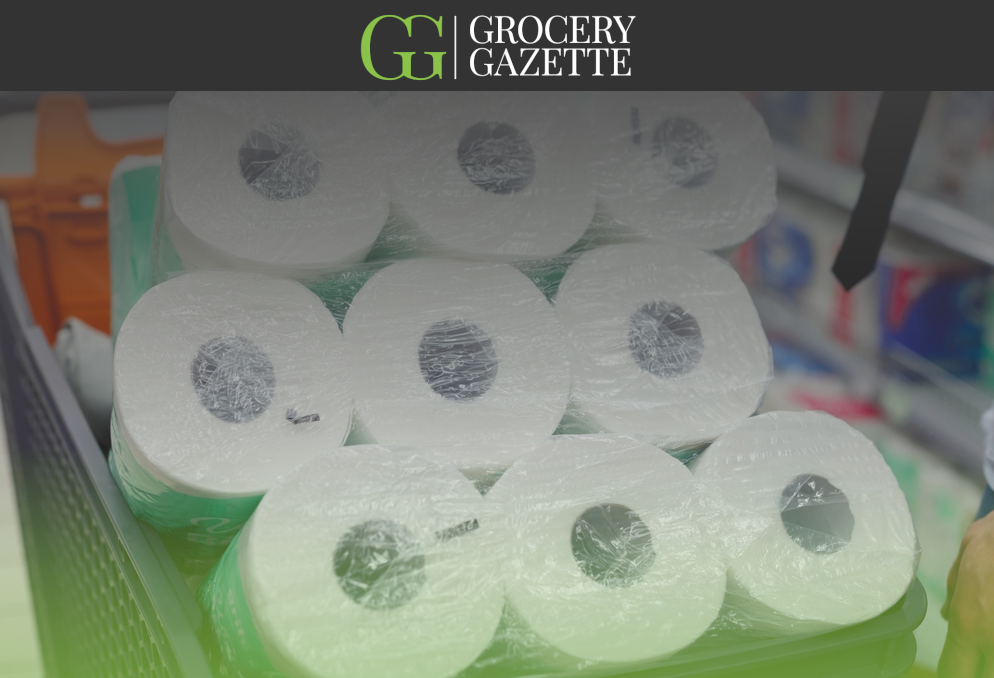 Toilet roll in supermarket trolley