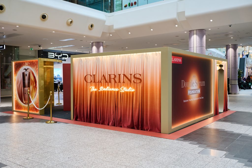 Beauty and skin-care brand Clarins has unveiled its latest pop-up experience, 'Radiance' in Westfield, London, showcasing the brand's Double Serum foundation.