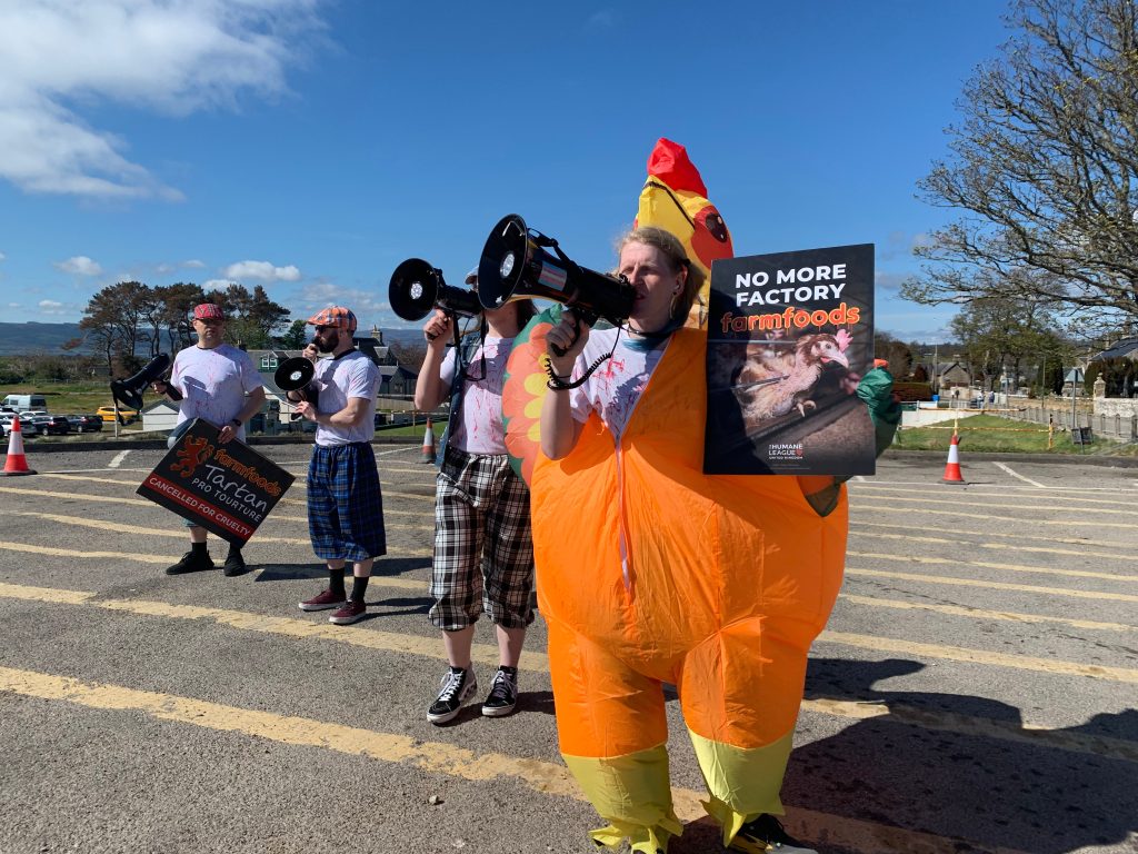 Farmfoods' event stormed as protesters demand end to caged eggs