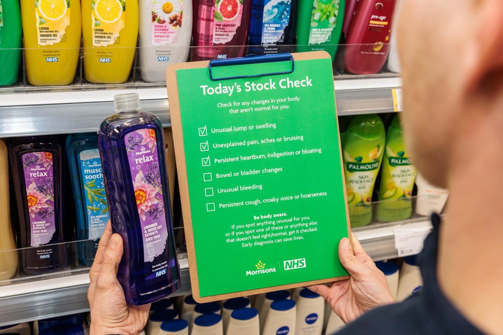Morrisons has partnered with the NHS to encourage its consumers to look out for lumps, swelling, skin changes.