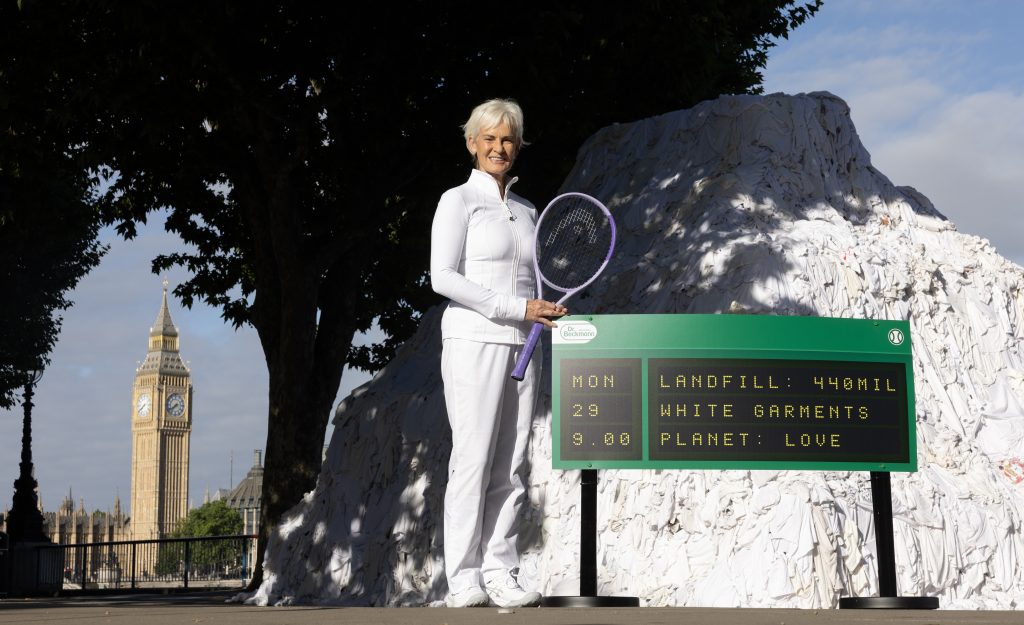 Judy Murray at Dr Beckmann's textile mound in Southbank