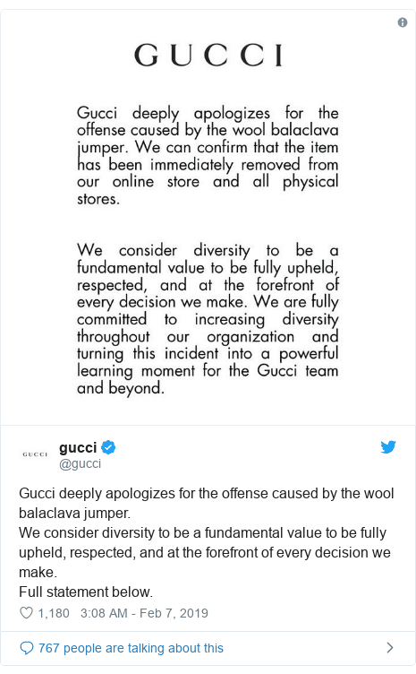 Gucci apologises & removes £688 blackface jumper - Retail Gazette
