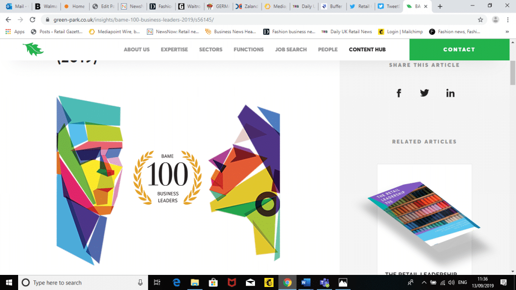 Green Park released its fourth annual BAME 100 Business Leaders index and The Co-op and Sainsbury's managed to make the cut. Co-op's chief financial officer Shirine Khoury-Haq and Sainsbury's managing director of the North Bridget Lea.