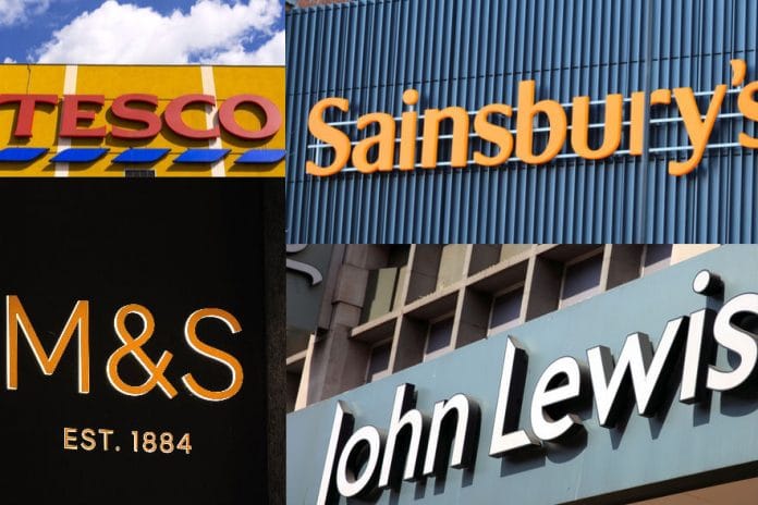 Tesco, M&S, Sainsbury's, John Lewis